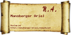 Mansberger Ariel névjegykártya